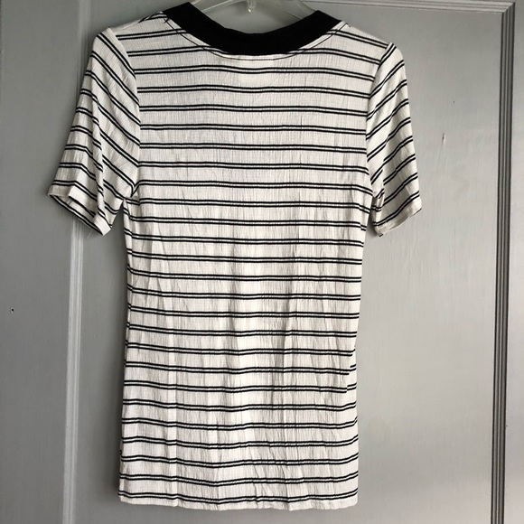 NEW Maeve B&W Striped Ribbed Top - Picture 3 of 5